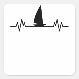 Sailing boat Heartbeat Skipper Fun Catamaran Gift Square Sticker