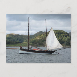 Sailing Boat in Loch Crinan, Scotland Holiday Postcard