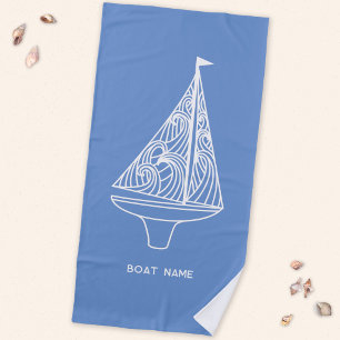 Sailing Boat Name Nautical  Beach Towel