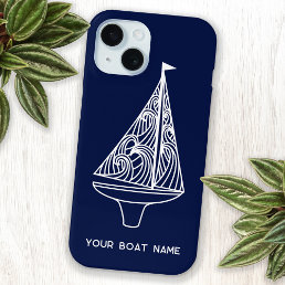 Sailing Boat Name Nautical Navy Blue iPhone 15 Case
