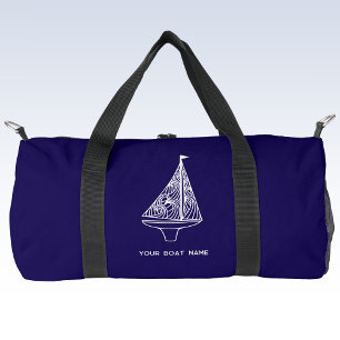 Sailing Boat Name Nautical Navy Blue Duffle Bag