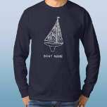Sailing Boat Name Nautical  T-Shirt<br><div class="desc">Add your boat name (or a person's name if you prefer) to this modern sailing boat design.  Perfect for a boat,  yacht,  lake or beach house or for anyone who loves sailing. Original art by Nic Squirrell.</div>