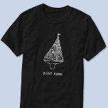 Sailing Boat Name Nautical  T-Shirt<br><div class="desc">Add your boat name (or a person's name if you prefer) to this modern blue and white sailing boat design.  Perfect for a boat,  lake or beach house or for anyone who loves sailing.</div>