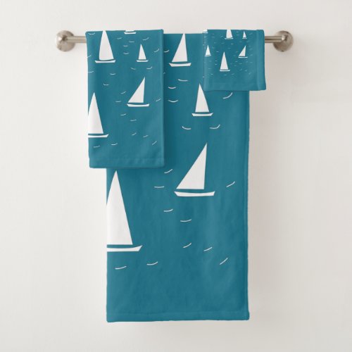 Sailing Boat Nautical Bath Towel Set
