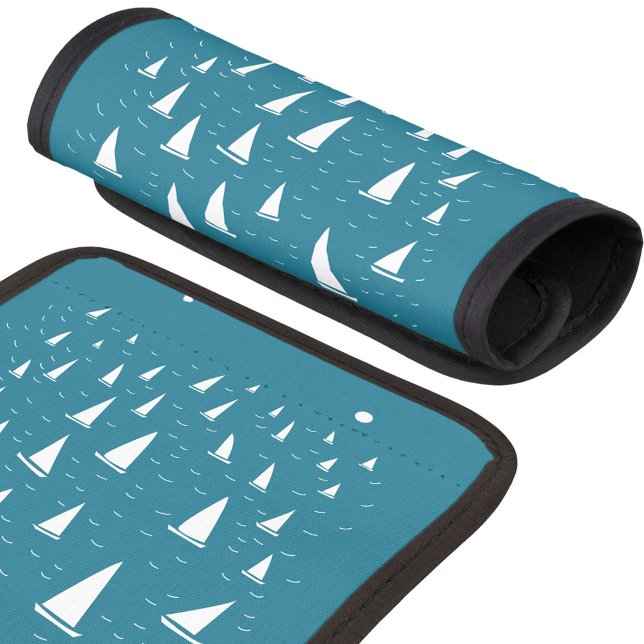 Sailing Boat Nautical Luggage Handle Wrap (Sailing boat yacht regatta pattern art luggage handle wrap)