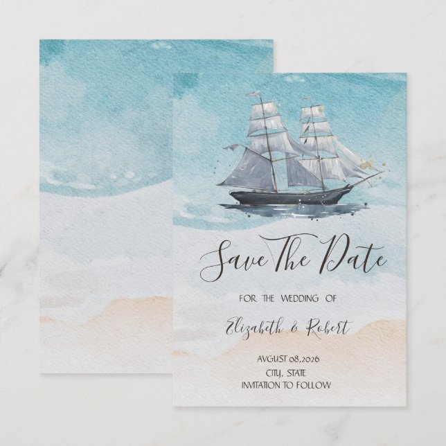 Sailing Boat Nautical Save The Date (Front/Back)