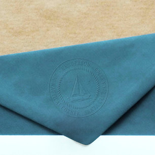 Sailing Boat Nautical Themed Round Return Address Embosser