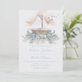 Sailing Boat Nautical Wedding invitations (Standing Front)
