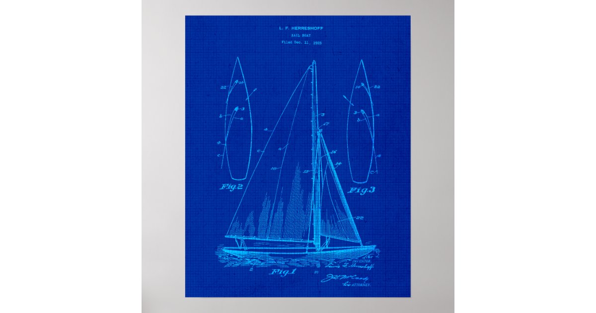 Sailing Boat no. 1 Patent Blueprint Poster | Zazzle