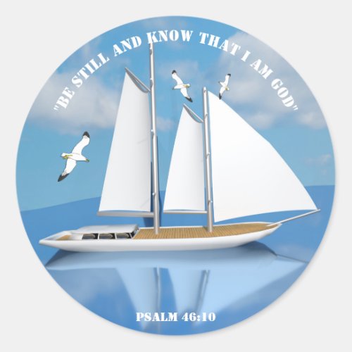 Sailing Boat on Calm Water Classic Round Sticker