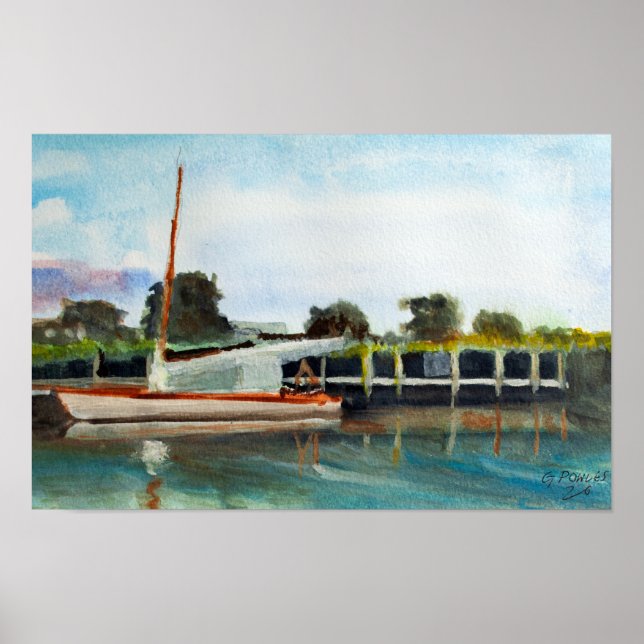 Sailing Boat on Norfolk Broads Poster (Front)