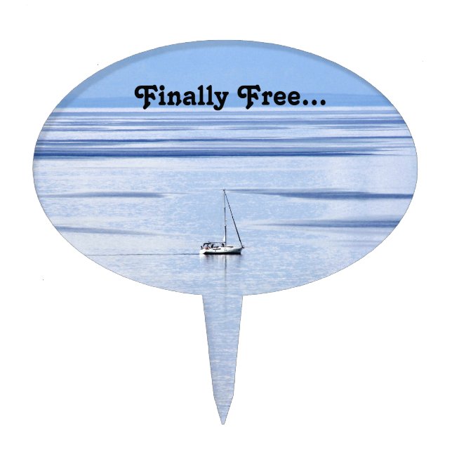 Sailing boat on sea, Nautical, blue water sky Cake Topper (Front)