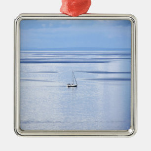 Sailing boat on sea, Nautical, blue water sky Metal Ornament