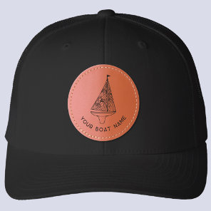 Sailing Boat or Captain Name Personalized Leather Patch Hat
