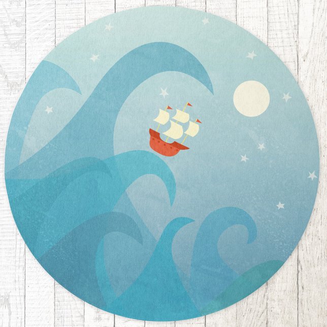 Sailing Boat Outdoor Rug (Sailing boat blue indoor or outdoor nautical rug)