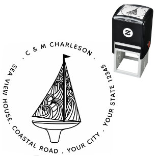 Sailing Boat Personalized Address Self-inking Stamp