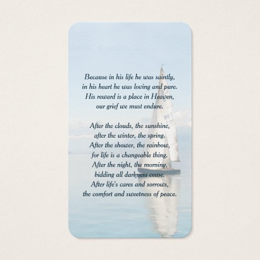Sailing Boat Photo Funeral Memorial Prayer Cards Zazzle