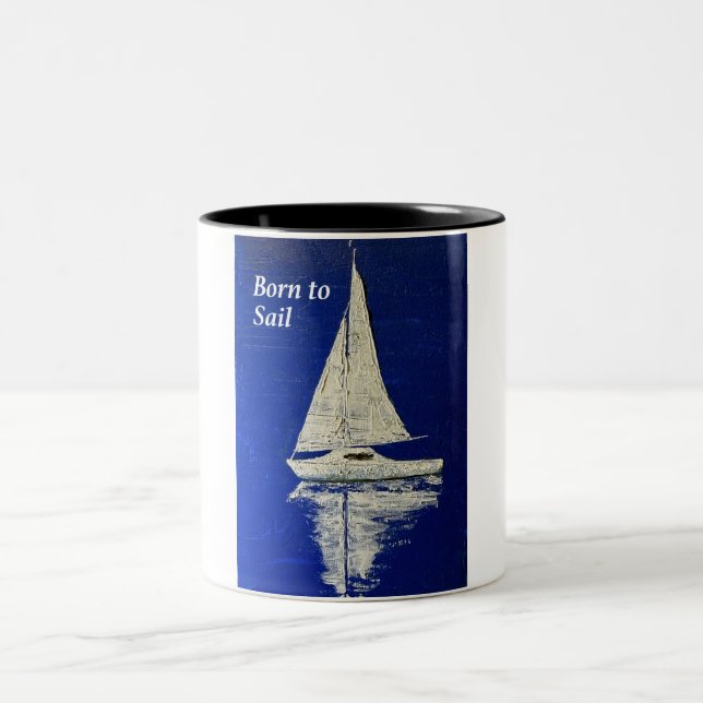 Sailing boat present gift Two-Tone coffee mug (Center)