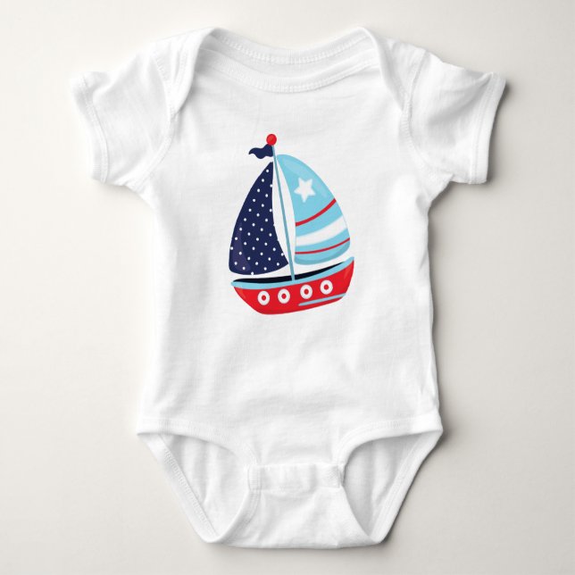 Sailing Boat, Sailor, Sailing, Boat, Ship, Sails Baby Bodysuit (Front)