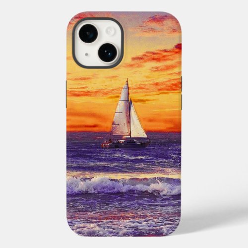 sailing boat sails in a calm to great sunset Case_Mate iPhone 14 case