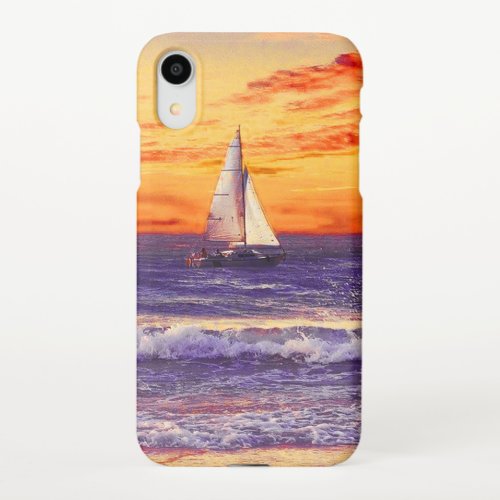 sailing boat sails in a calm to great sunset iPhone XR case