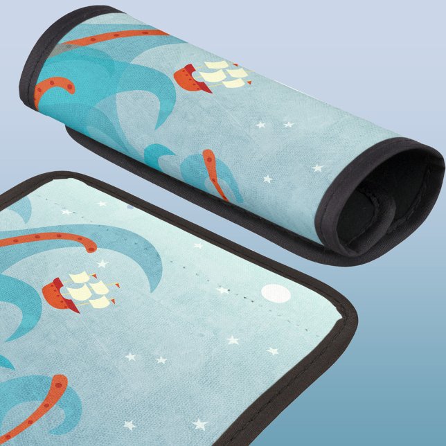 Sailing Boat Sea Monster Adventure Luggage Handle Wrap (Fun sailing boat sea monster luggage handle wrap)