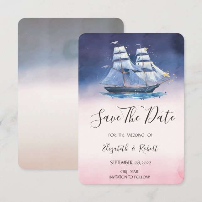 Sailing Boat Sea stars Nautical Save The Date (Front/Back)