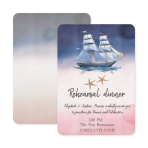 Sailing Boat Sea stars Rehearsal Dinner   Invitation