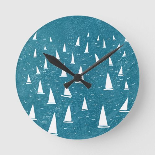 Sailing Boat Seascape  Round Clock