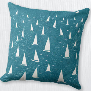 Sailing Boat Seascape Throw Pillow