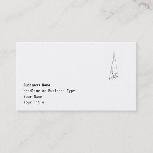 Sailing boat. Sketch in Black and White. Business Card