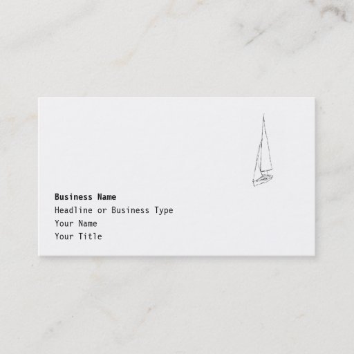 Customizable Sailing boat. Sketch in Black and White. Business Card