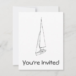 Sailing boat. Sketch in Black and White. Invitation
