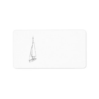 Sailing boat. Sketch in Black and White. Label