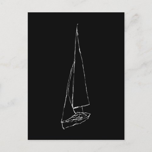 Sailing boat Sketch in Black and White Postcard