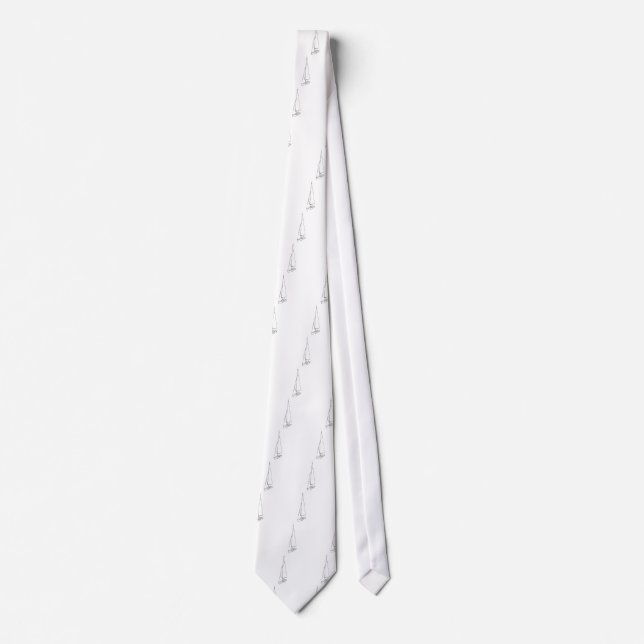 Sailing boat. Sketch in Black and White. Tie (Front)