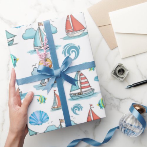 Sailing Boat Wrapping Paper
