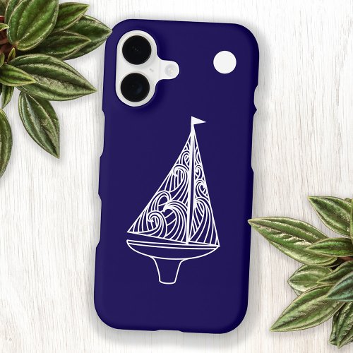 Sailing Boat Yacht Navy Blue iPhone 17 Case