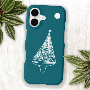 Sailing Boat Yacht Teal Green iPhone 17 Case