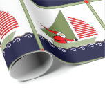 Sailing Boating Christmas Holiday Gift Wrapping Paper<br><div class="desc">Creative sailing themed Christmas holiday gift wrap or party decoration featuring Santa in a boat.</div>