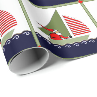 Sailing Boating Christmas Holiday Gift Wrapping Paper