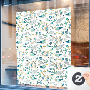 Sailing Boating Marine Shop Ocean Pattern Large Window Cling