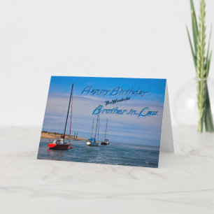 Sailing boats at anchor birthday Brother-in-Law Card