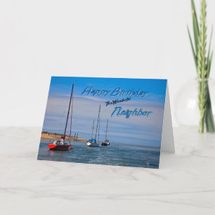 Sailing boats at anchor birthday for neighbor card