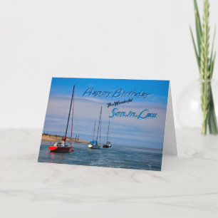 Sailing boats at anchor birthday for son-in-law card