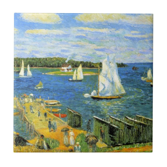 Sailing Boats at Mahone Bay in Canada Ceramic Tile (Front)