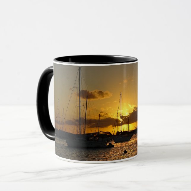 Sailing Boats at Sunset Mug (Front Left)