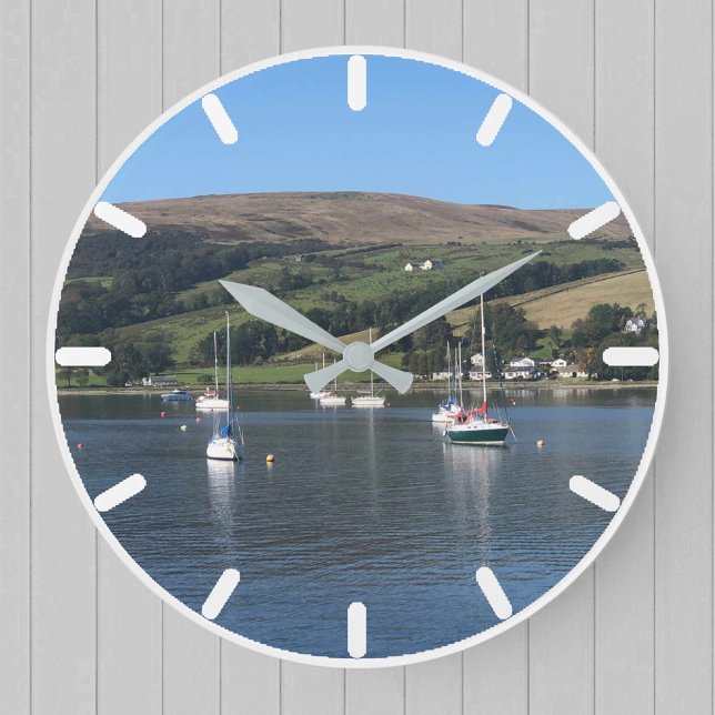 Sailing Boats in a Bay in Sunny Scotland. Large Clock (Creator Uploaded)