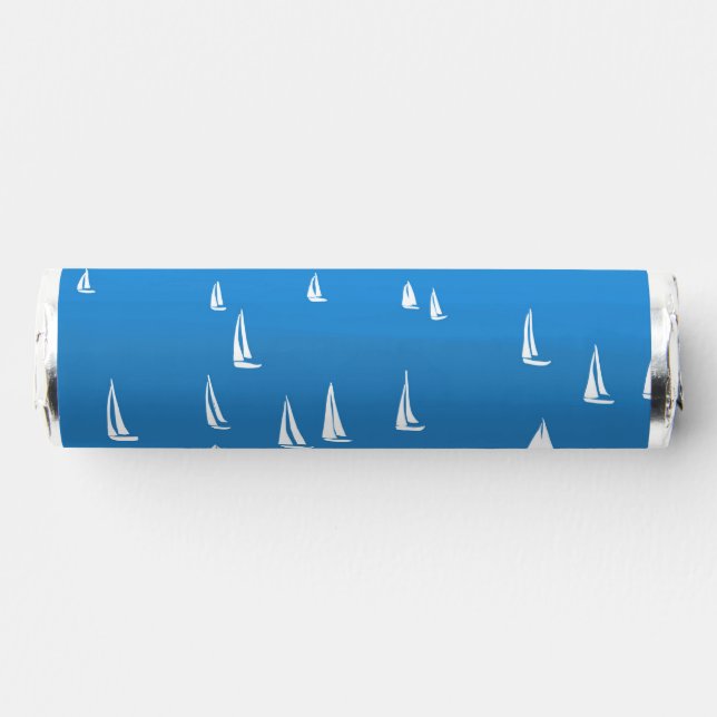 Sailing Boats in deep blue Sea - Regatta Sailboats Breath Savers® Mints (Front)