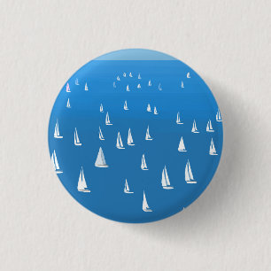 Sailing Boats in deep blue Sea - Regatta Sailboats Button